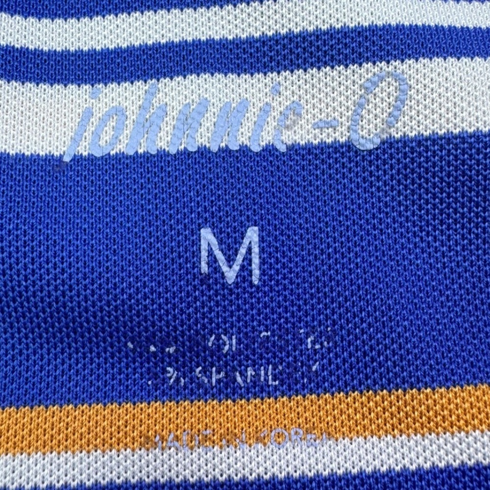 Johnnie-O Mens Striped Performance Polo Shirt Blue Orange White Mens Medium - Picture 4 of 8